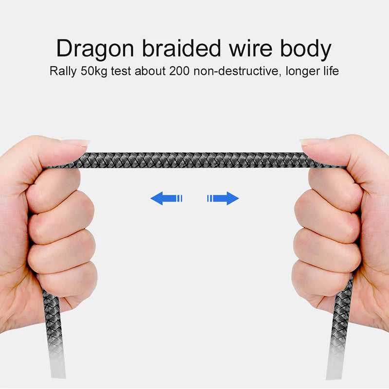 Câble Chargement Rapide Nylon USB-A Type-C 1M 2M 3M