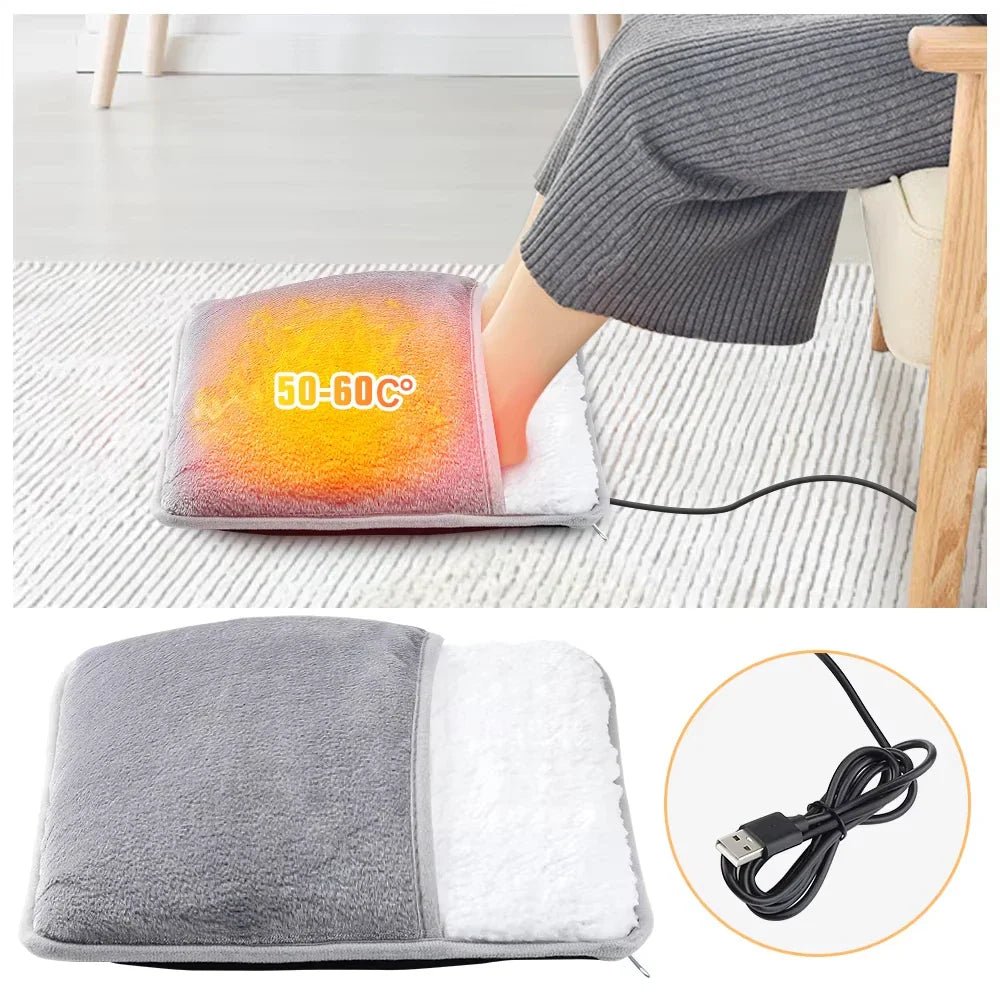 Chauffe-Pieds USB Chauffant en Peluche - Coussin Chauffant Confort